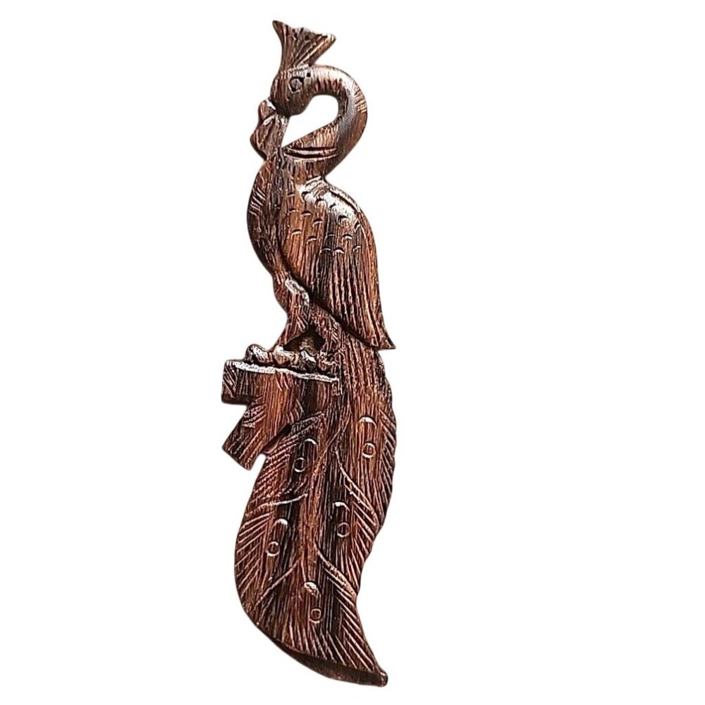Wooden Carved Bird Bookmark Vintage 4 Inches Long